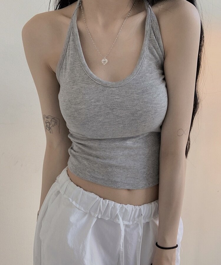 ラヘルホルターネックノースリーブ GRAY