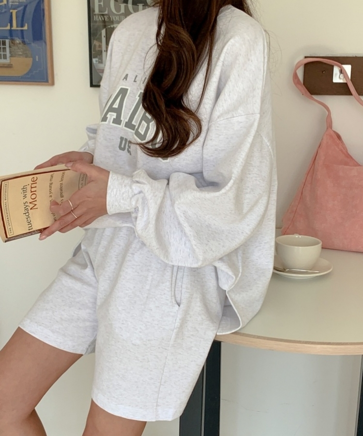 カナコ サカイ スウェット トレーナー ショート丈 34 XS アイボリー SET】トレーナー バンディングショートパンツ｜ツーピース｜韓国