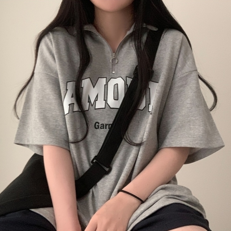 ハーフジップアップルーズフィット半袖Tシャツ｜半袖Tシャツ｜韓国