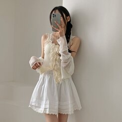 ノースリーブ レースUネッククロップニットキャミソール BEIGE
