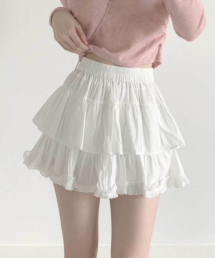 메이 레이스 캉캉 밴딩 미니스커트 아이보리