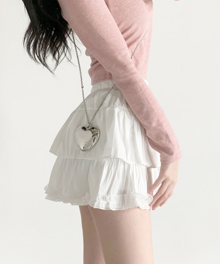 메이 레이스 캉캉 밴딩 미니스커트 아이보리