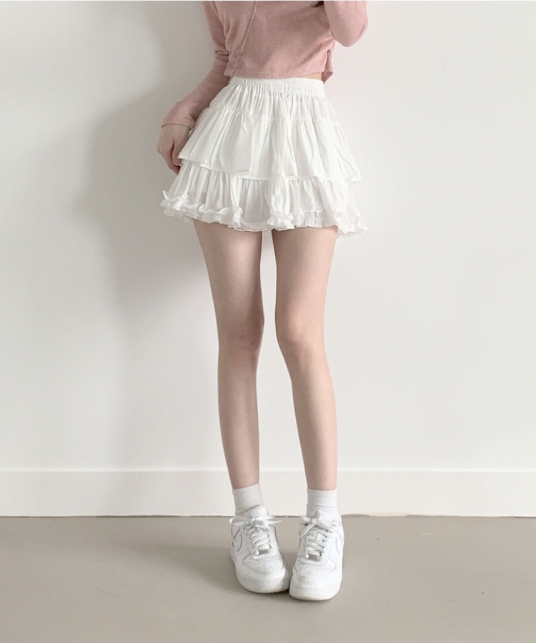 메이 레이스 캉캉 밴딩 미니스커트 아이보리