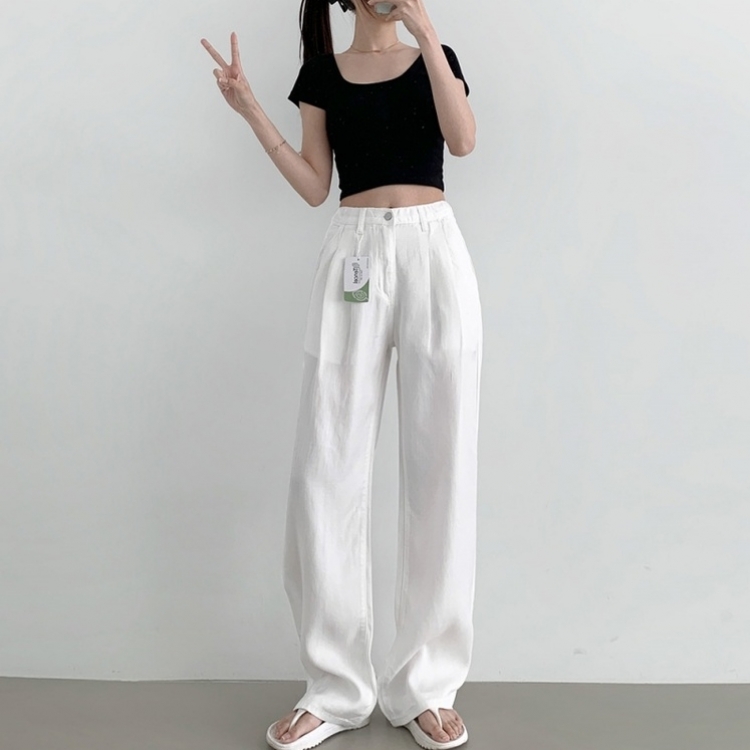 2XL핀턱 텐셀 쿨링 너무 가벼워 와이드 면팬츠 화이트