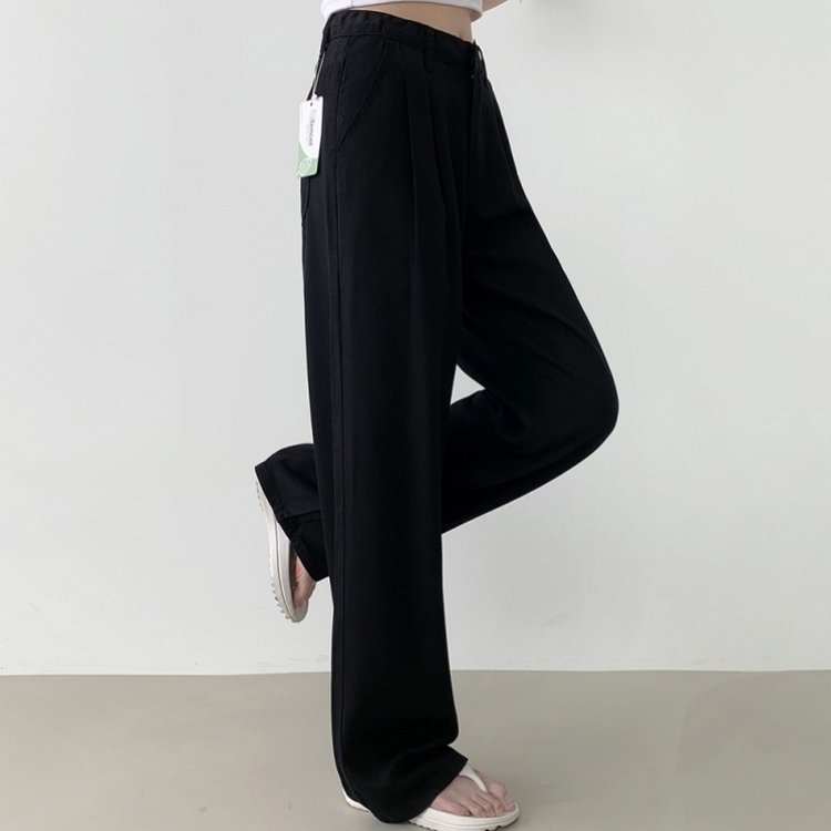 2XL핀턱 텐셀 쿨링 너무 가벼워 와이드 면팬츠 블랙