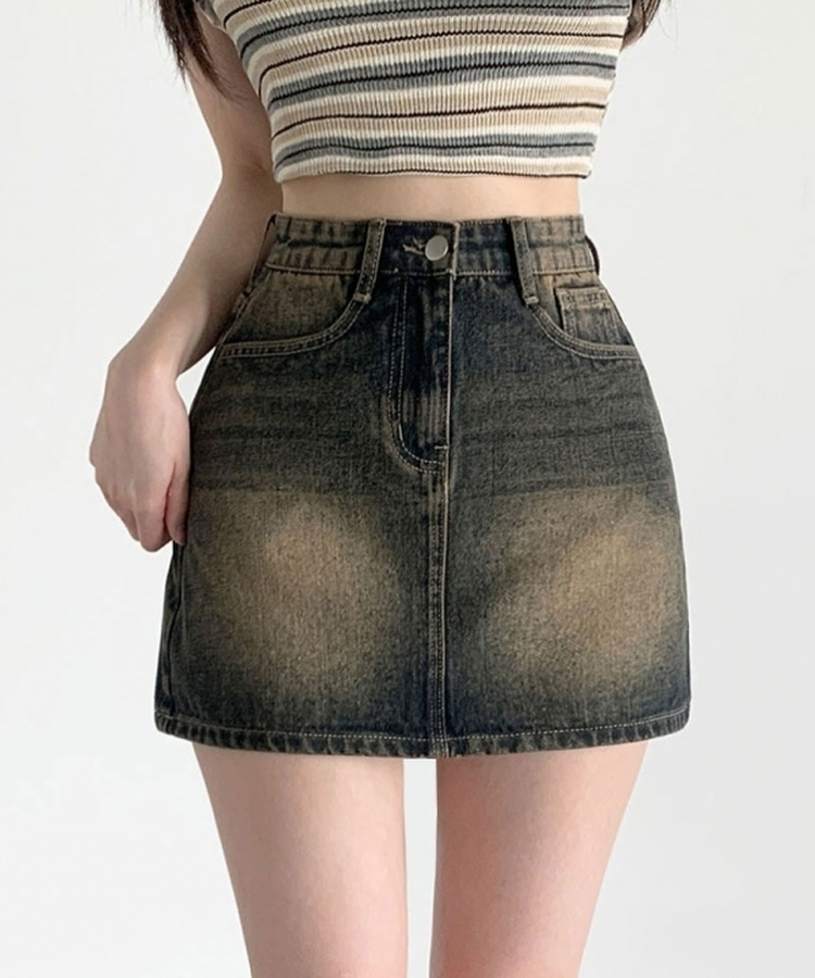 【SHORT/LONG 丈別】ウォッシングデニムミニスカート YELLOW BLUE