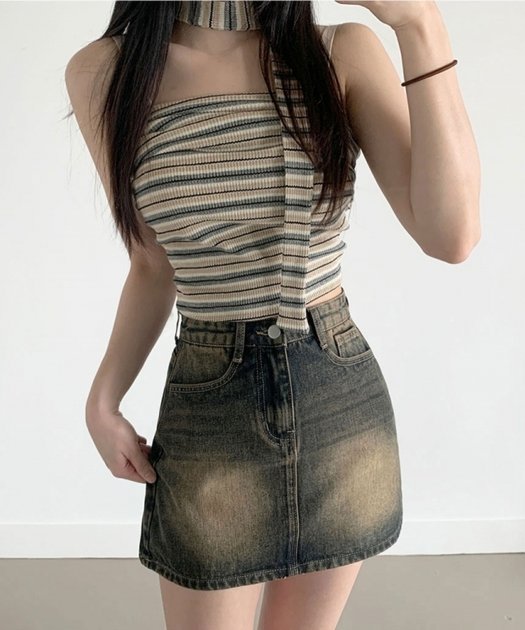 【SHORT/LONG 丈別】ウォッシングデニムミニスカート YELLOW BLUE