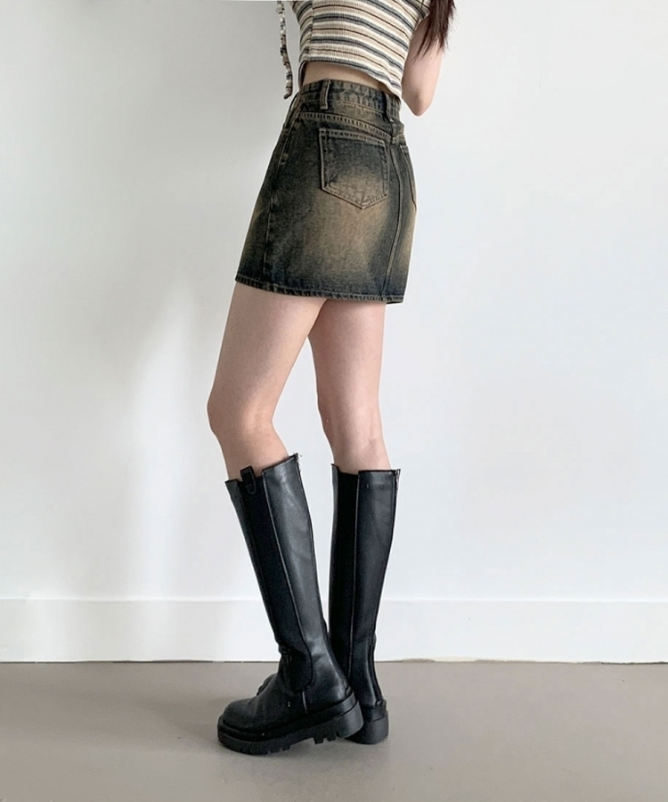 【SHORT/LONG 丈別】ウォッシングデニムミニスカート YELLOW BLUE