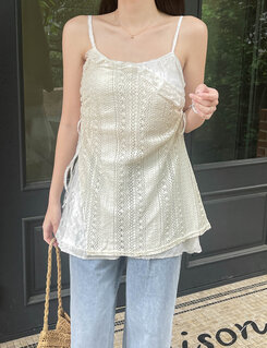 ミニワンピース レースサイドシャーリングリボンワンピース IVORY