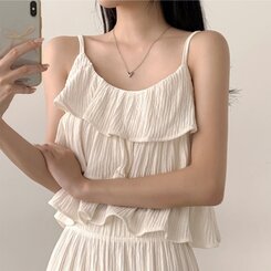 ツーピース 【SET】フリルクロップキャミソール+ワイドパンツ IVORY