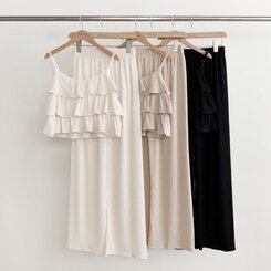 ツーピース 【SET】フリルクロップキャミソール+ワイドパンツ