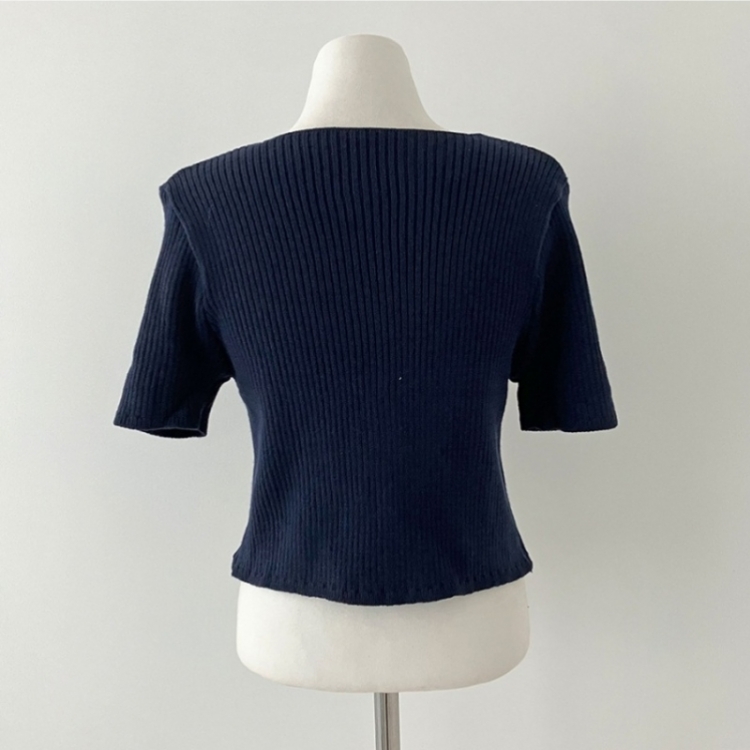 예쁨가득 데일리 트임 버튼 골지 크롭 반팔 가디건