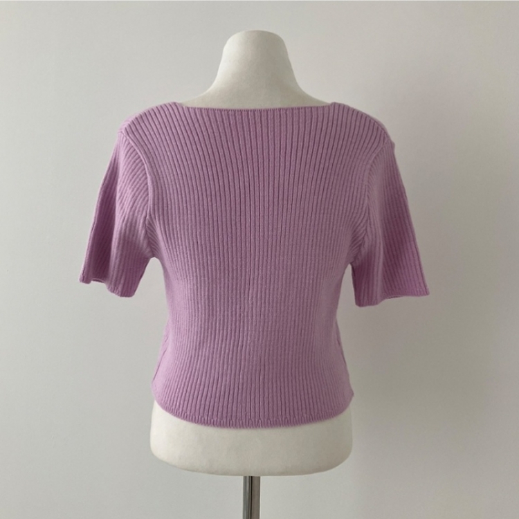 예쁨가득 데일리 트임 버튼 골지 크롭 반팔 가디건