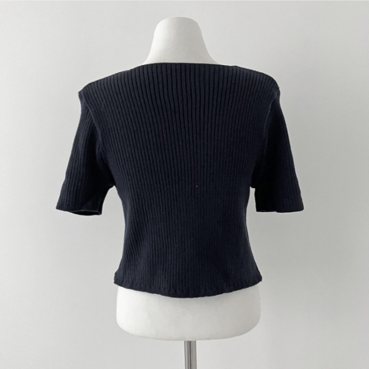 예쁨가득 데일리 트임 버튼 골지 크롭 반팔 가디건