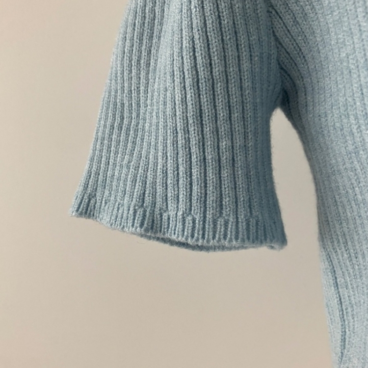 예쁨가득 데일리 트임 버튼 골지 크롭 반팔 가디건