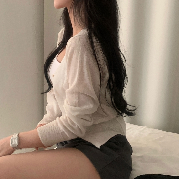 웨이 린넨니트 크롭 기본 가디건 12color 오트밀