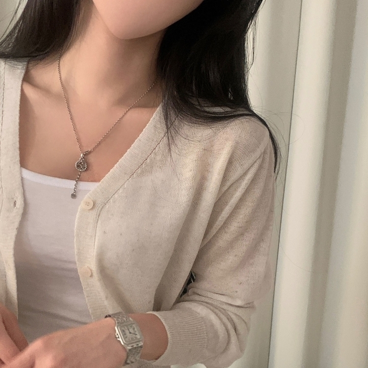 웨이 린넨니트 크롭 기본 가디건 12color 오트밀