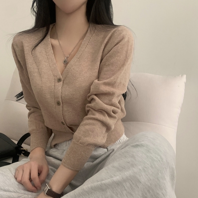 웨이 린넨니트 크롭 기본 가디건 12color 베이지