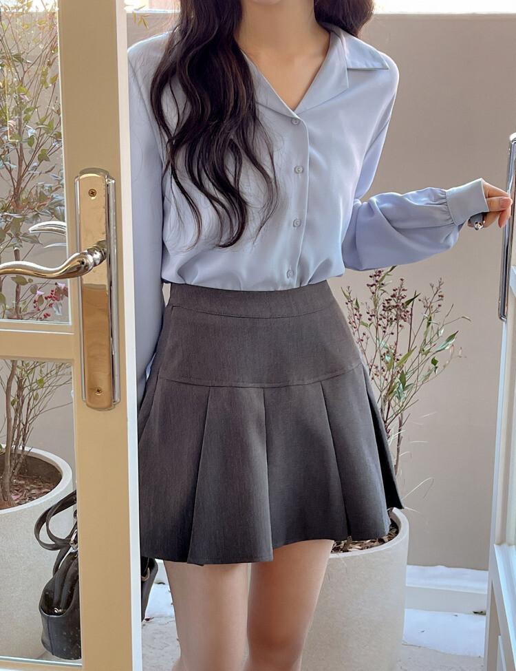 [F/L사이즈] 구김없는 오픈카라 찰랑셔츠 (7color) 스카이블루