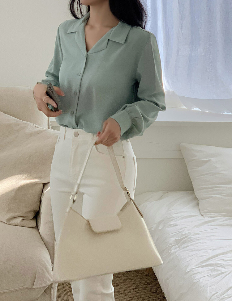 [F/L사이즈] 구김없는 오픈카라 찰랑셔츠 (7color) 민트