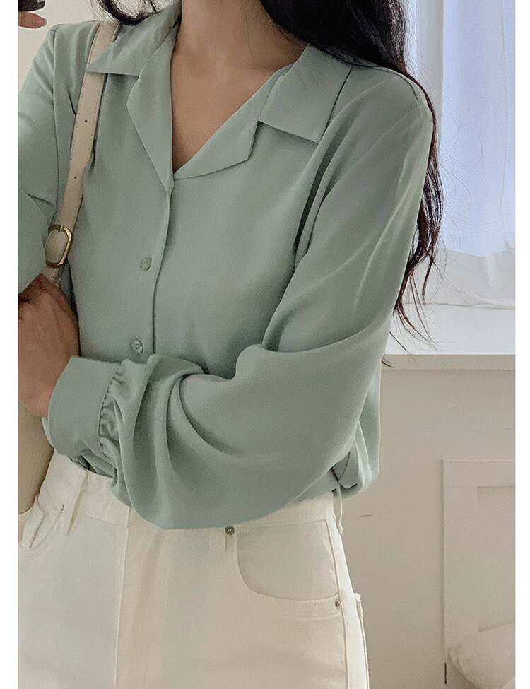 [F/L사이즈] 구김없는 오픈카라 찰랑셔츠 (7color) 민트