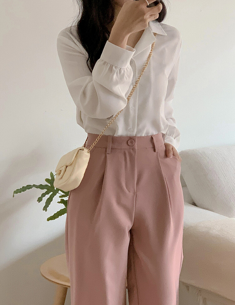 [F/L사이즈] 구김없는 오픈카라 찰랑셔츠 (7color) 아이보리