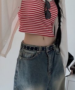 ファッション雑貨 ストーンフェイクレザーベルト BLACK