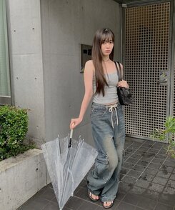 【カップ付き】ボタンレースキャミソール GRAY