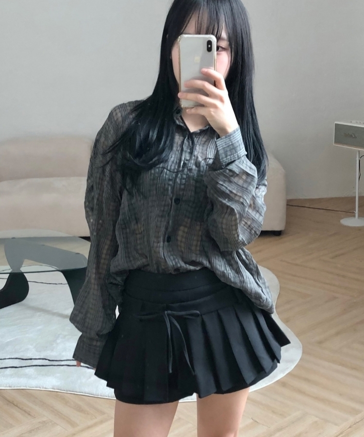 ツーウェイプリーツリボンミニスカート BLACK