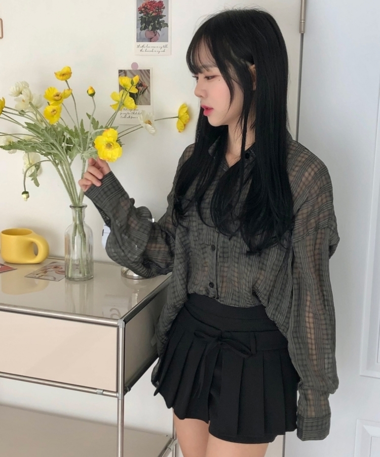 ツーウェイプリーツリボンミニスカート BLACK