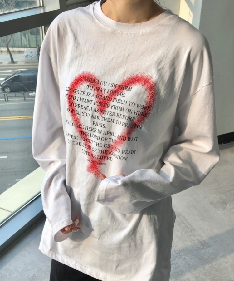 ハートロングスリーブ長袖Tシャツ｜長袖Tシャツ｜韓国ファッション