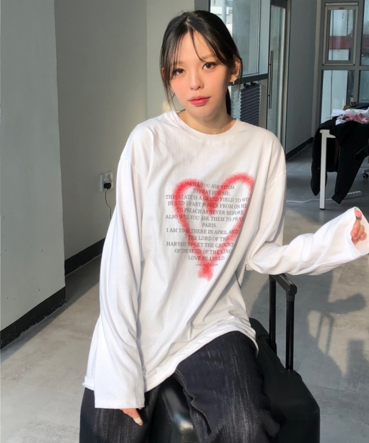 ハートロングスリーブ長袖Tシャツ｜長袖Tシャツ｜韓国