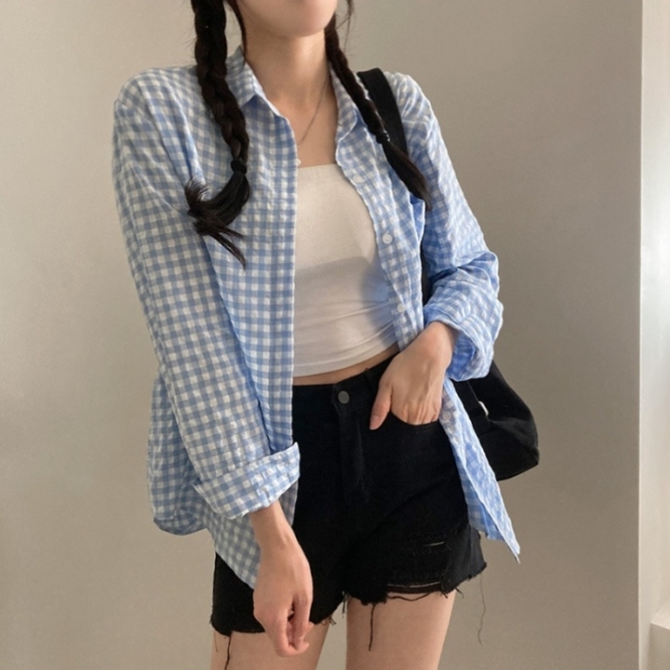 힐스 오버핏 긴팔 체크 남방 셔츠 소라