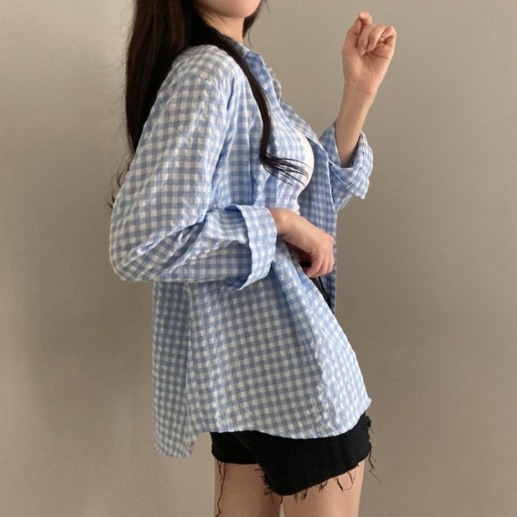 힐스 오버핏 긴팔 체크 남방 셔츠 소라