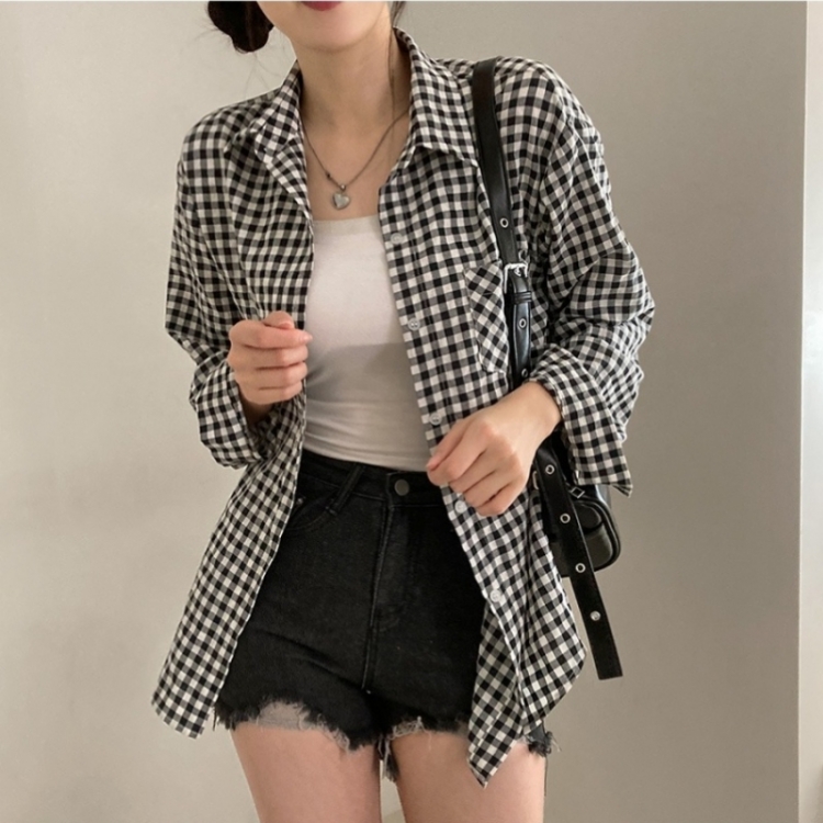 힐스 오버핏 긴팔 체크 남방 셔츠 블랙