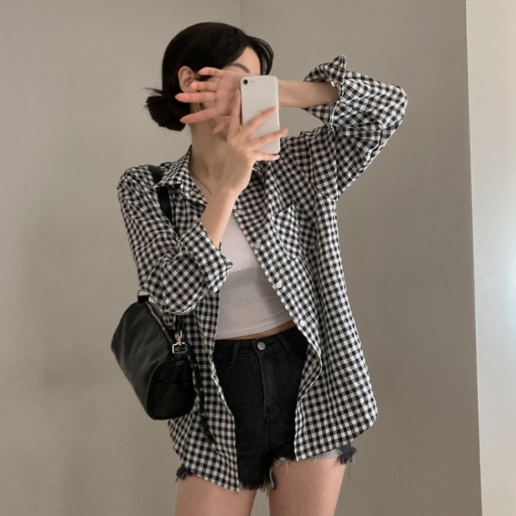 힐스 오버핏 긴팔 체크 남방 셔츠 블랙