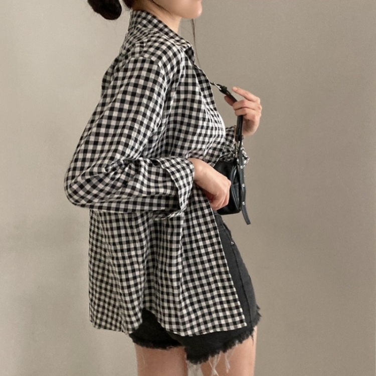 힐스 오버핏 긴팔 체크 남방 셔츠 블랙