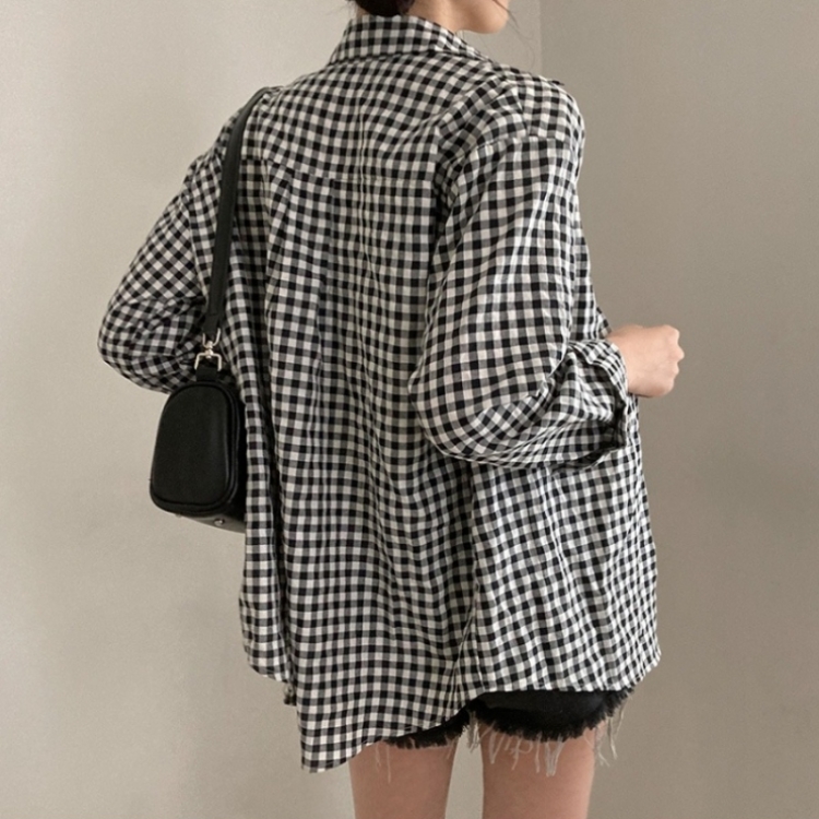 힐스 오버핏 긴팔 체크 남방 셔츠 블랙