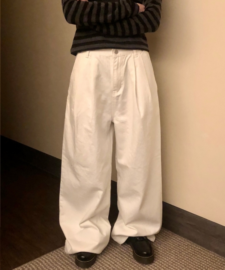 ツータックコットンスラックスワイドパンツ｜コットンパンツ｜韓国