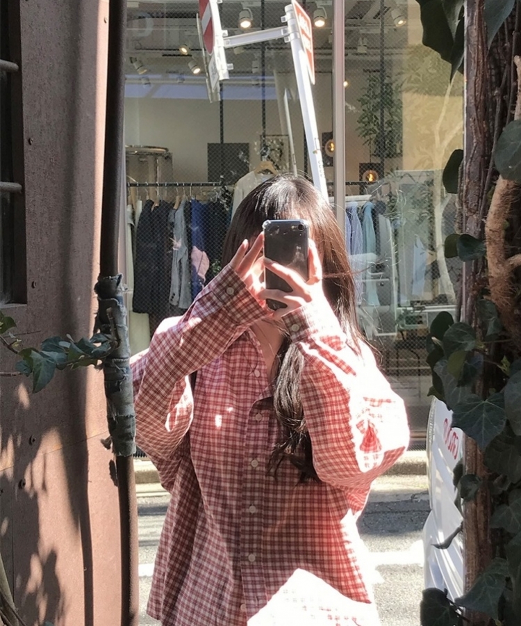 デイリールーズフィットチェックシャツ RED