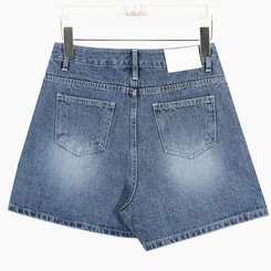 ショートパンツ ベーシックデニムミディAラインパンツ