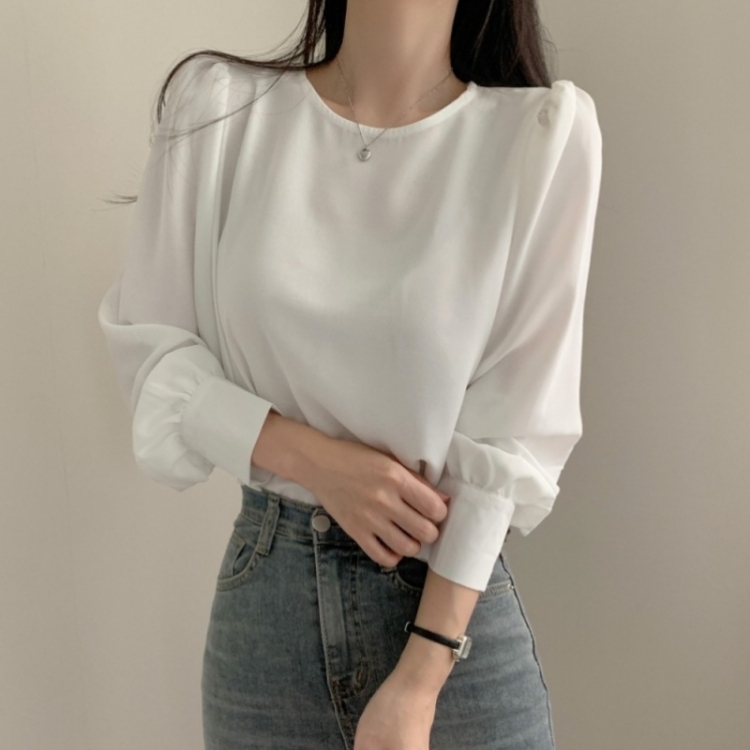 니드 셔링 블라우스 화이트