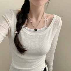 ノースリーブ ストリングレイヤードクロップホルターネックキャミソール IVORY