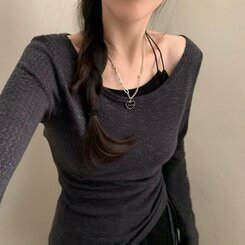 ノースリーブ ストリングレイヤードクロップホルターネックキャミソール BLACK