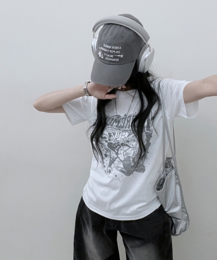 ビンテージセミクロップ半袖Tシャツ WHITE