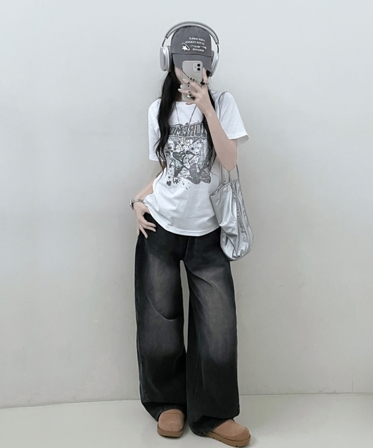 ビンテージセミクロップ半袖Tシャツ WHITE