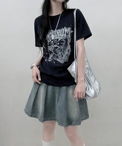 半袖Tシャツ ビンテージセミクロップ半袖Tシャツ NAVY