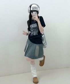 半袖Tシャツ ビンテージセミクロップ半袖Tシャツ NAVY