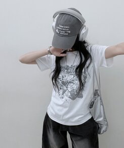 半袖Tシャツ ビンテージセミクロップ半袖Tシャツ WHITE