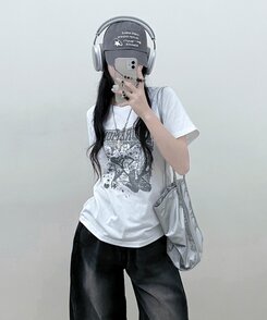 半袖Tシャツ ビンテージセミクロップ半袖Tシャツ WHITE
